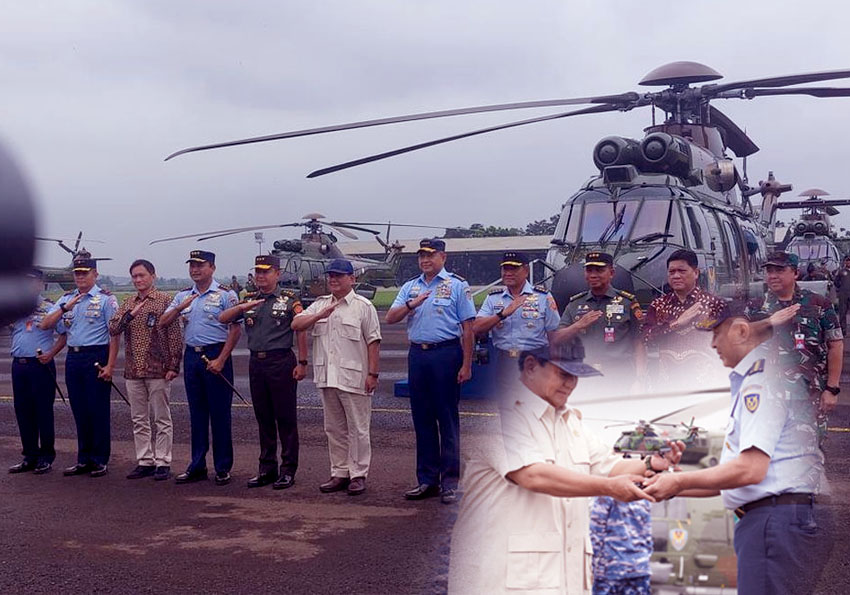 Menhan Prabowo Menyerahkan Helikopter Kepada TNI-AU