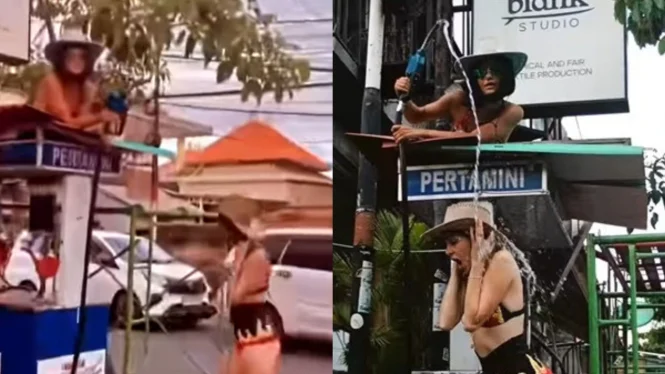Bule Mandi Di Pertamini Bali, Sandiaga Uno Minta Ditindak Tegas